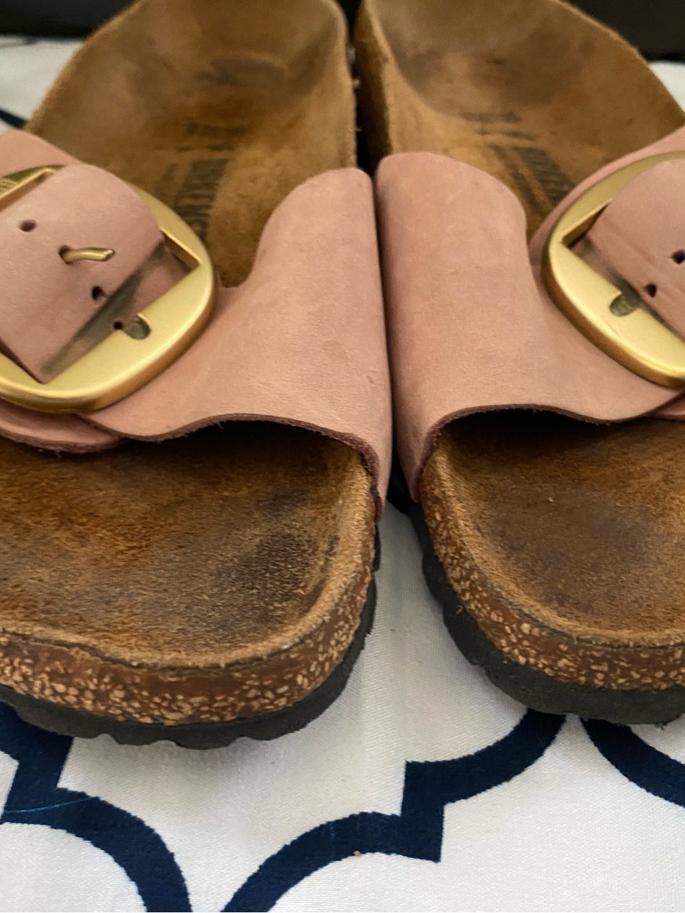 Birkenstock Madrid Gold Big Buckle Women Dusty Pink Nubuck Leather Sandal 39/7 - Picture 12 of 12